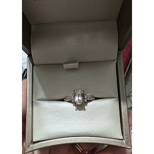 Morganite and Diamond Rose Gold Plated Sterling Silver Ring